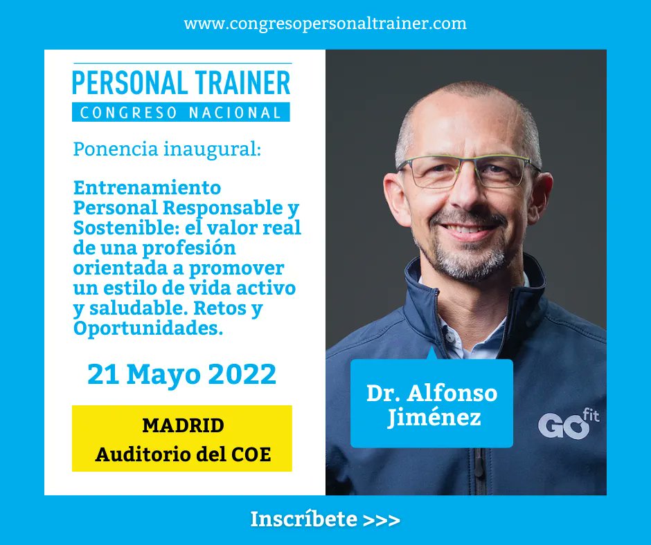 🎓 Ponencia inaugural del Dr. Alfonso Jiménez: Entrenamiento Personal Responsable y Sostenible: el valor real de una profesión orientada a promover un estilo de vida activo y saludable. Retos y Oportunidades.
🗓️ 21 mayo - Auditorio COE - Madrid.👇👇
buff.ly/3EODtPH