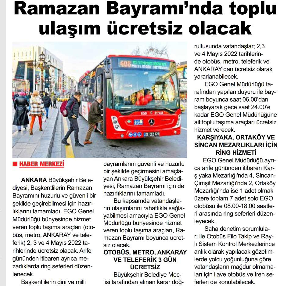 egobilgi's tweet photo. Zafer / 28.04.2022 Ramazan Bayramı'nda toplu ulaşım ücretsiz olacak https://t.co/yPmdKRzEux