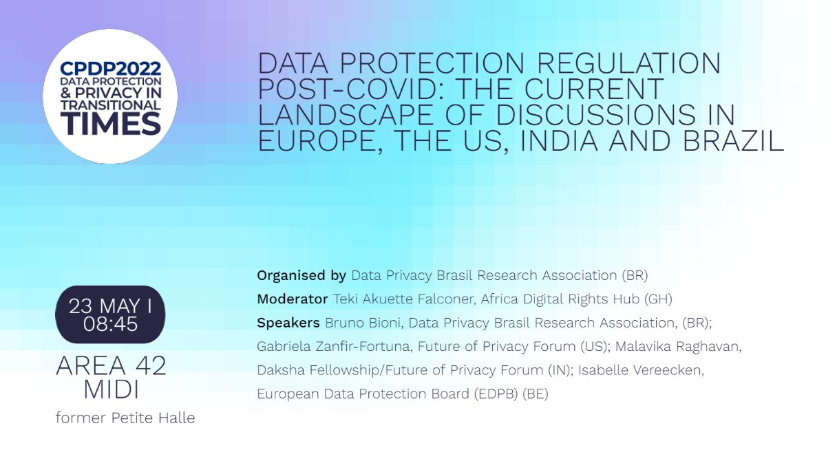 CPDPconferences's tweet image. The motto of this session is: how have the legal, technological and #societalchanges precipitated by COVID-19 impacted discussions about #dataprotection regulation around the world? #CPDP2022