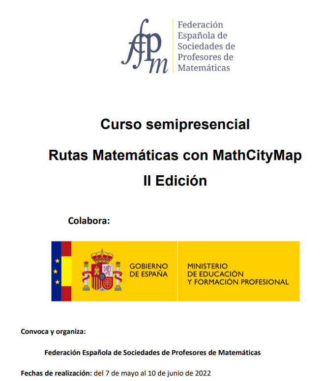 fespm_es's tweet image. 📲 Curso semipresencial: 'Rutas Matemáticas con @mathcitymap' y dispositivos móviles.

🗓️ Comenzamos el 7 de mayo.

👉🏽Consulta en qué ciudades fespm.es/index.php/2022…