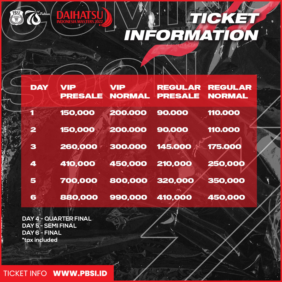INABadminton's tweet photo. Sudah siap untuk kembali nonton bulutangkis di Istora?

Tiket Daihatsu Indonesia Masters 2022 sudah bisa dibeli melalui website https://t.co/XYcJx5l8Xz. Ayo buruan beli sebelum kehabisan!

#BadmintonIndonesia #DIM2022 https://t.co/mncQfXQLhh