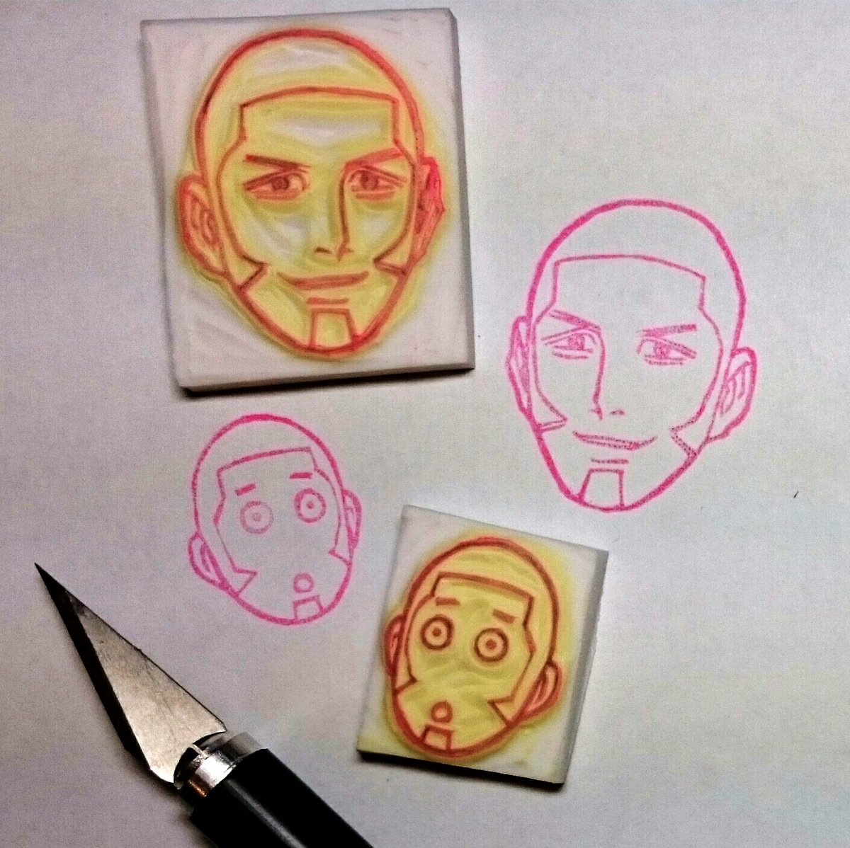 なんだか悶々とするから昔作った白石の消しゴムはんこを再掲する(模写です) 