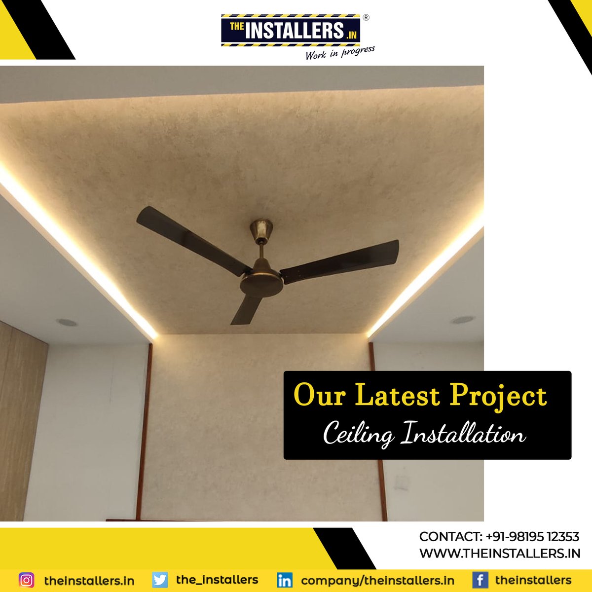 The_Installers's tweet photo. A long-lasting installation like never before with TheInstallers...
OUR LATEST WORK | CEILING INSTALLATION😍
Planning for your space too?
Let's talk now: +91-9819512353
Know More: https://t.co/Azik4YaU24
#TheInstallers #ceiling #ceilinginstallation #ceilingdesigns https://t.co/DTbfF2wR50