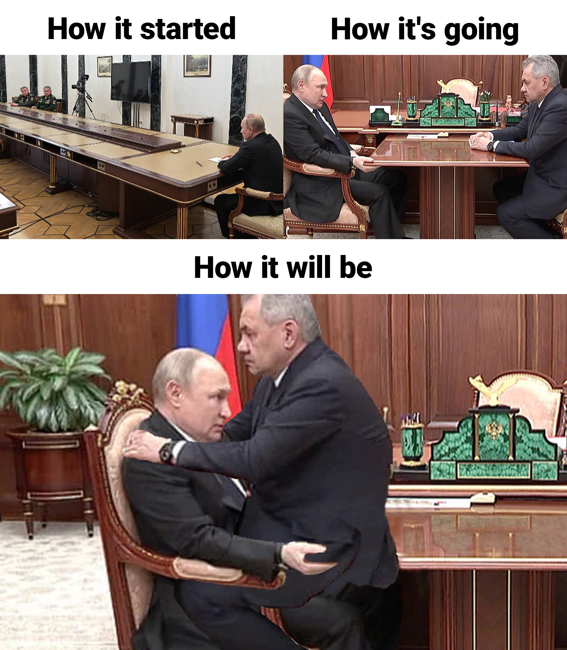 Мем Путин и Шойгу за столом