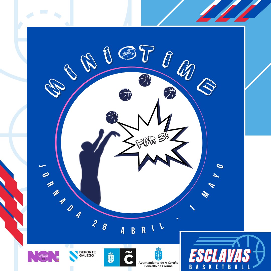ClubEsclavas's tweet photo. ⏱️#MiniTime⏱️
➡️Benjamin F. Celeste🆚 @csmm_oficial
➡️Benjamin Masc.🆚 @CBCulleredoCom
➡️Alevin Fem.🆚 @clubciamaria
➡️Alevin Masc.🆚 @ClubCalasanz
#GoBLues🔥💙 @coruna_deportes @Deportegalego @EsclavasAC https://t.co/SZ8i2LUQly