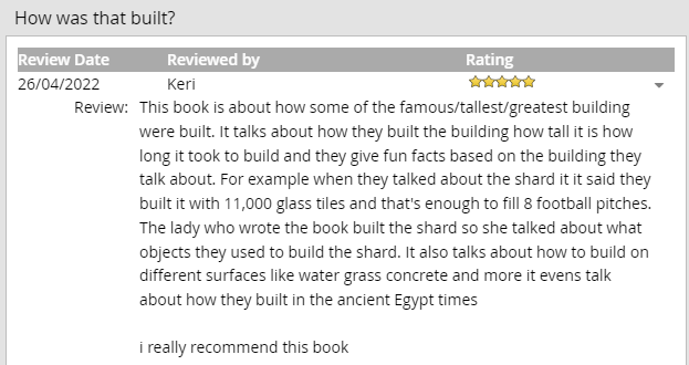 LibraryHHS's tweet photo. A glowing review from judge Keri https://t.co/sDNhX58XZv