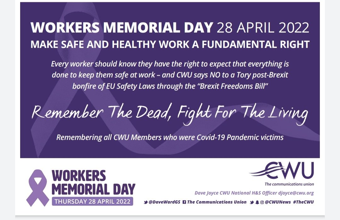 Members in Bolton North on International Workers Memorial Day. We remember the dead and fight for the living #IWMD2022