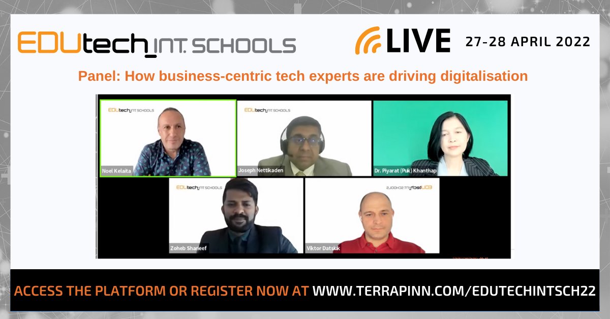 edutech_asia's tweet image. Now at #EDUtechIntSch
Final Panel: How business-centric tech experts are driving digitalisation
@EsolEducation1 #IndusTrust @KISbangkok #SSIS #InsuranceDigitalTechnologies

Watch the full session now 
Log on to the platform or get your free pass: bit.ly/3uFTXXg