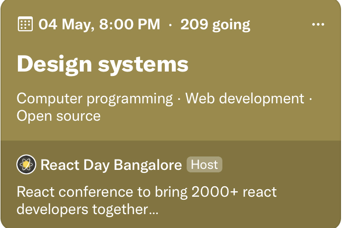 ReactDayIn's tweet photo. 🙏 200+ developers already set reminder for this space within a few hours of the announcement.

This going to be Epic 🔥

https://t.co/69I3Q7GNj9 https://t.co/q0tFHkOH6K
