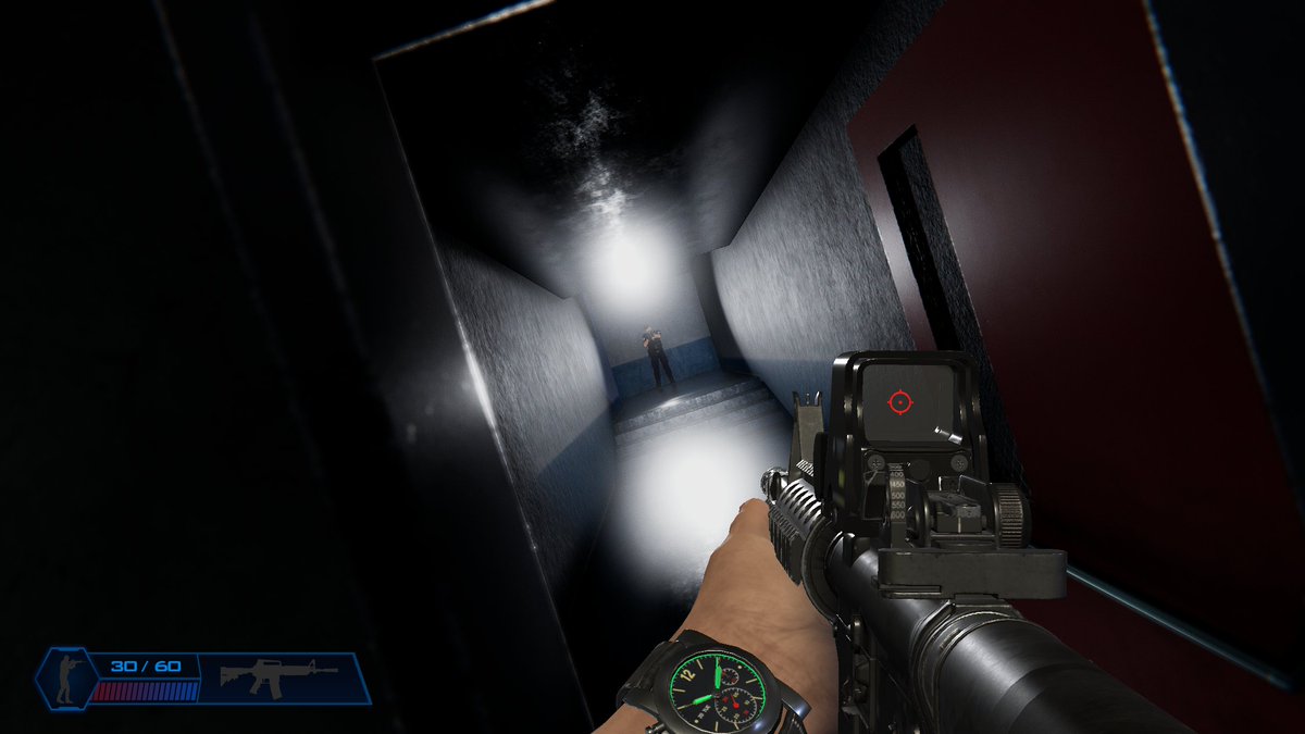 109Below's tweet image. Playing around in dark hallways tonight in #Code3. #indiegame #police #earlyaccess