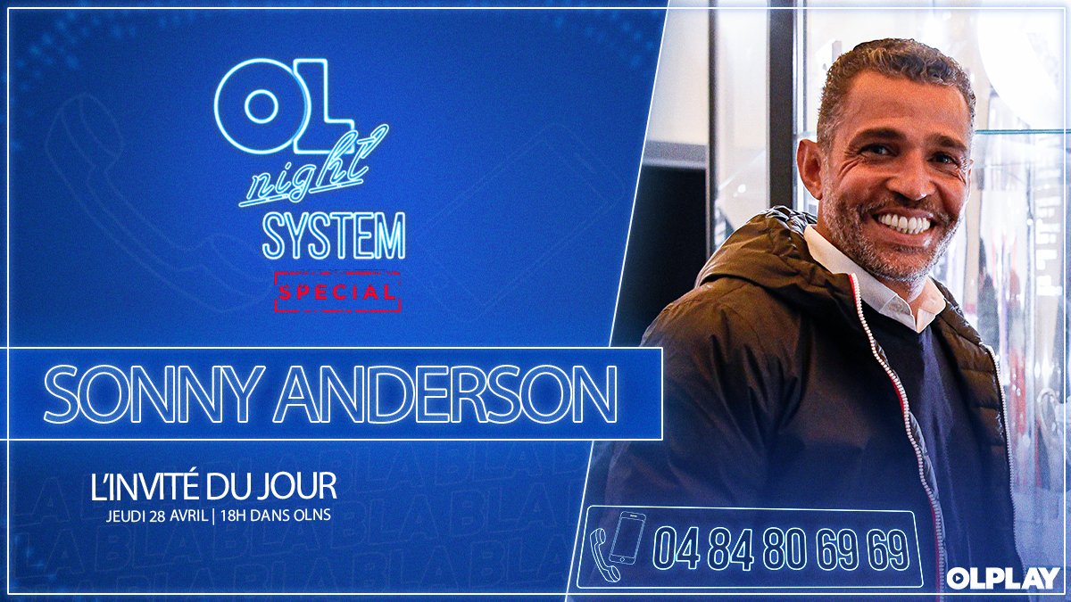 OLPLAY (@olplay_officiel) on Twitter photo 🚨 <a href="/sonnyanderson10/">Sonny Anderson</a>, légende de l'#OL, sera l'invité de la partie 2 de l'émission #OLNS ce jeudi à 18h !
Posez vos questions au 04 84 80 69 69 ou en commentaires dès maintenant.
📺💻📱 Rendez-vous tout à l'heure sur #OLPLAY 👉 olplay.ol.fr/live-tv-channel 🚨 <a href="/sonnyanderson10/">Sonny Anderson</a>, légende de l'#OL, sera l'invité de la partie 2 de l'émission #OLNS ce jeudi à 18h !
Posez vos questions au 04 84 80 69 69 ou en commentaires dès maintenant.
📺💻📱 Rendez-vous tout à l'heure sur #OLPLAY 👉 olplay.ol.fr/live-tv-channel
