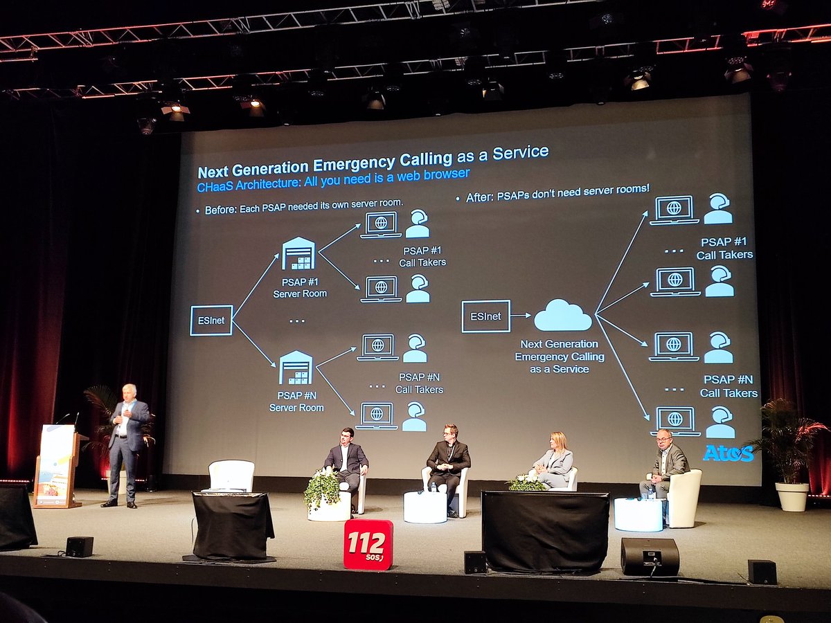 And last but not least, my colleague Jörg Rieder <a href="/j_rieder2/">Jörg Rieder</a> is presenting the <a href="/AtosPubSector/">Atos Public Sector</a> approach for CHaaS (Call Handling as a Service) in the #PublicSafety domain.
#EENA2022