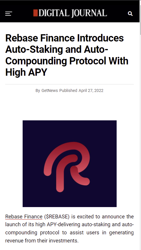 RebaseFinance's tweet photo. Rebase finance is proud to announce our media partners! Thanks for their coverage of us🔥

🚨Yahoo Finance
https://t.co/ZWz8G228s8
🚨Digital Journal
https://t.co/w8ei3XBZQ4
🚨MarketWatch
https://t.co/0eF5HwaJiV

#WAGMI #LFG #rebase #BNBChain https://t.co/kojzxYFzsN
