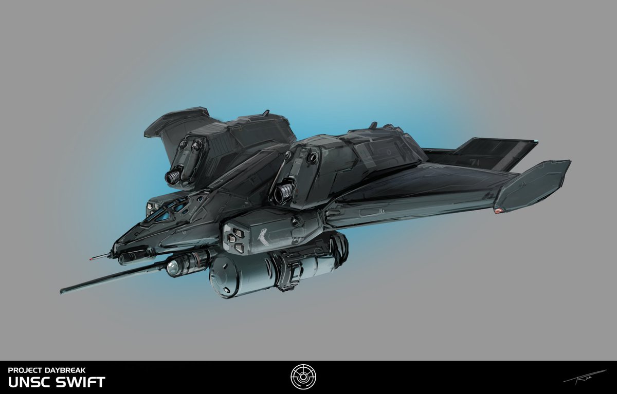 TacitAxiom's tweet photo. The R-74 Swift is a high-endurance reconnaissance and electronic warfare craft with limited stealth capabilities. #Halo #ProjectDaybreak https://t.co/lukWaQCsjO