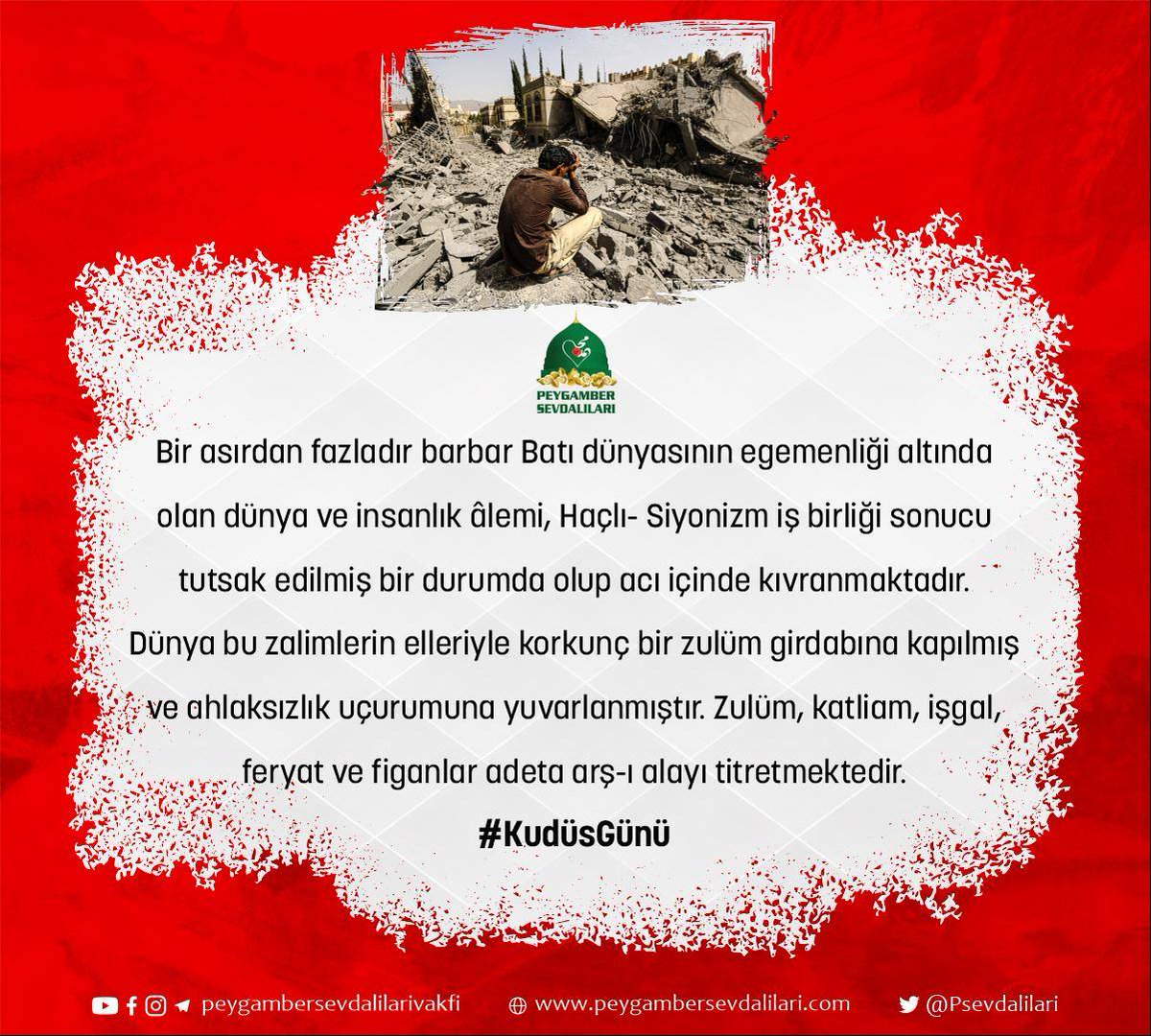 Kudüs sevdalısı tüm halkımızı #KudüsGünü'nde Kudüs'e sahip çıkmaya davet ediyoruz.