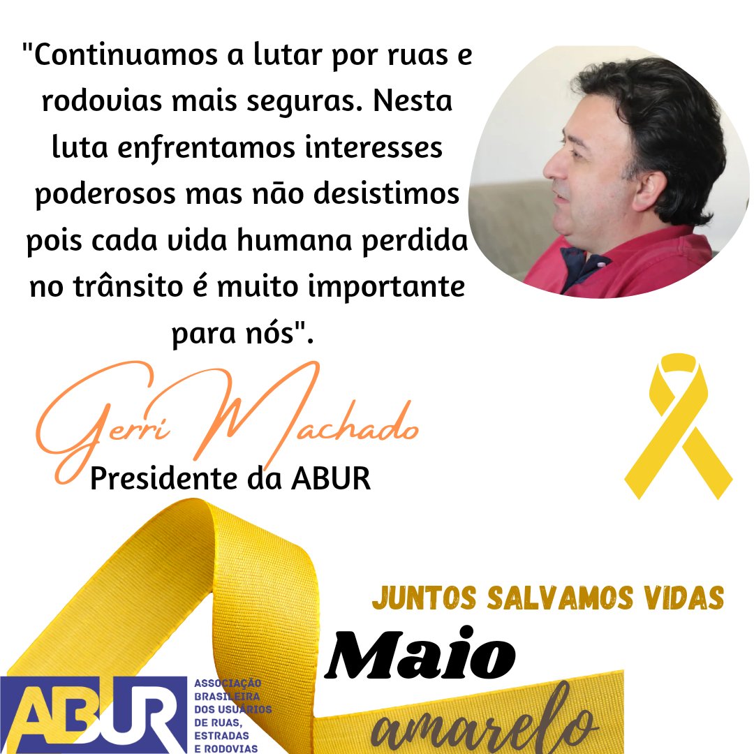AburBrasil's tweet photo. A Associação Brasileira dos Usuários de Ruas, Estradas e Rodovias - ABUR ao longo do Maio Amarelo vai realizar diversas ações de prestação de contas, conscientização e de divulgação das ações realizadas por nossos parceiros. Acompanhe nossa programação nas próximas postagens https://t.co/jNPDSGG2H1