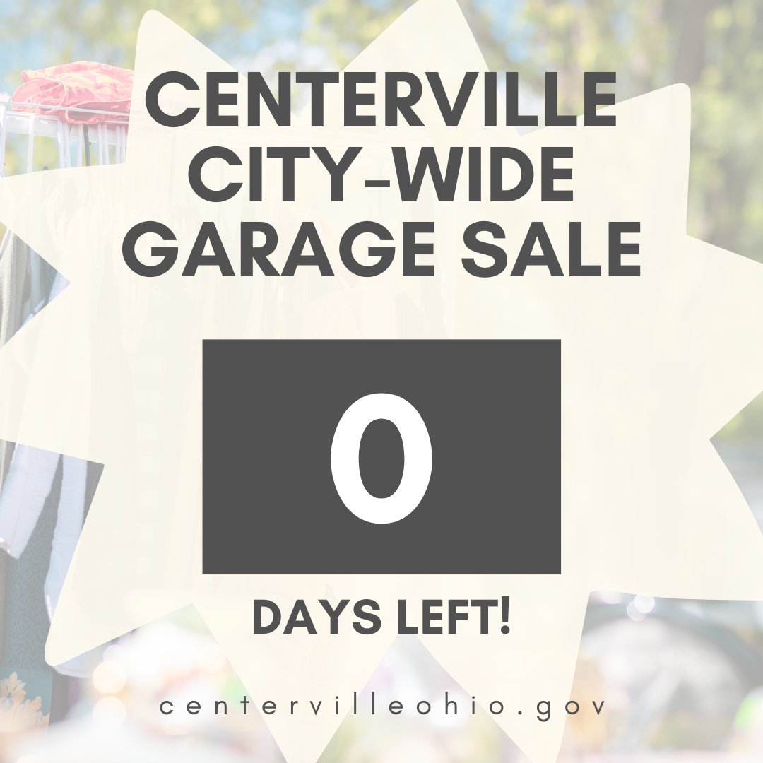 of_centerville's tweet photo. The Centerville City-Wide Garage Sale starts today and runs through Saturday. Get out there and get some deals! 

Interactive map: https://t.co/41s2IQdXHn
Printable list: https://t.co/iFWbX6nS8y https://t.co/8CedhwHAws