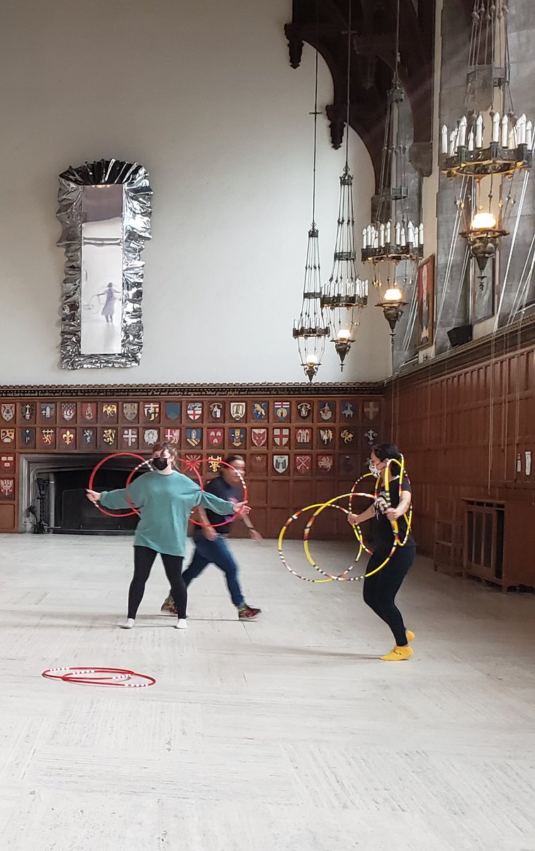 UofTFNH's tweet photo. Hiy Hiy to Beany &amp; Rosa John for the amazing Hoop Dance workshop yesterday.
Here are a few shots of Beany giving instruction &amp; #UofT students Teagan de Laronde &amp; Devo dancing with hoops!
Thanks to @harthouseuoft for the use of The Great Hall for the workshop
#HoopDancing #FNHISS https://t.co/WkcOsyy45K