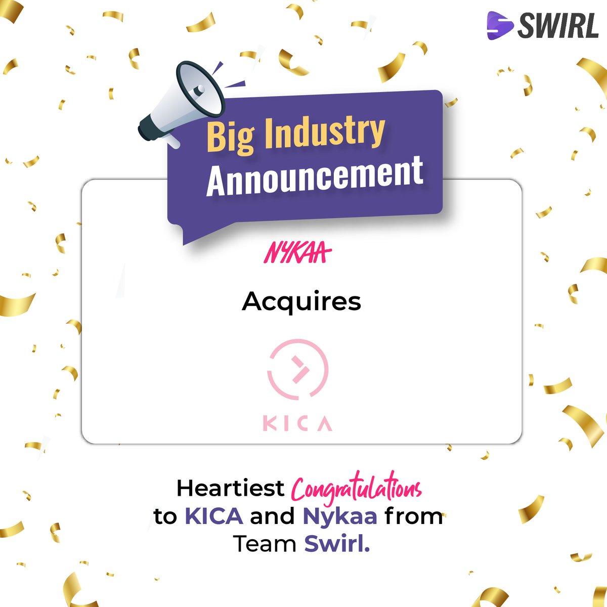 swirl_live_app's tweet photo. @MyNykaa acquires KICA. Congratulations to the brands. 

#nykaa #kica #acquisition #swirl #livecommerce https://t.co/BIayPyQSsn