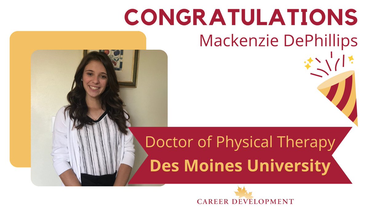 SimpCoCareers's tweet photo. Congratulations to graduating senior Mackenzie DePhillips for being accepted into Des Moines University’s Doctor of Physical Therapy program! We're excited for your next educational journey! #SimpsonSuccess https://t.co/u6xKpxI4y5