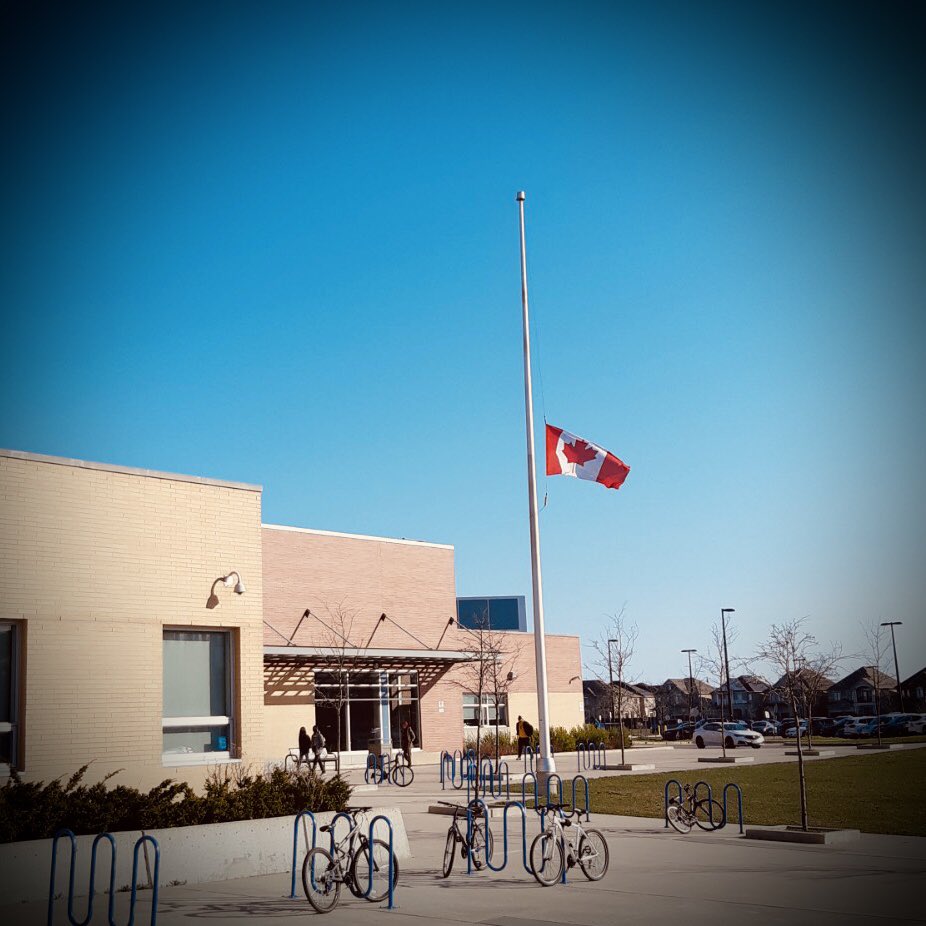 April 28 is #NationalDayOfMourning. Today, flags are lowered at all schools and sites to honour all those who have died or been injured at their workplace. Today, we reflect and renew our commitment to #WorkplaceSafety. 
<a href="/SpenceGm/">WilliamSpenceSGM</a> <a href="/PeelSchools/">Peel District School Board</a>