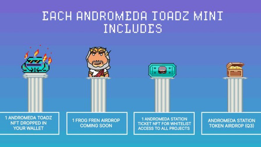 cypherpunk669's tweet photo. 3/10
This is what you get with a mint..
1. #AToadz NFT which serves as a pass to the native marketplace and launchpad, @AStation_NFT
2. TWO MORE NFTs β an airdrop of an exclusive @FrensFrog, and a Toadz Ticket NFT which will grant whitelist and VIP access to @AStation_NFT https://t.co/ATzzBQtPNG