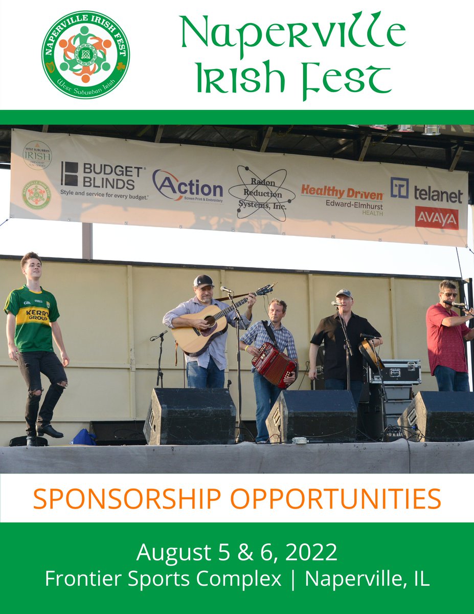 NapervilleIrish's tweet photo. Wanted! 

Sponsors, Vendors &amp; Volunteers for Irish Fest 2022 August 5 - 6 at Frontier Park

Contact us via our website https://t.co/LzzOsbvhRK if you'd like to sponsor or if you are interested in becoming a vendor or a volunteer. 

#NapervilleIrishFest #WestSuburbanIrish https://t.co/4FM6Ddz4A5