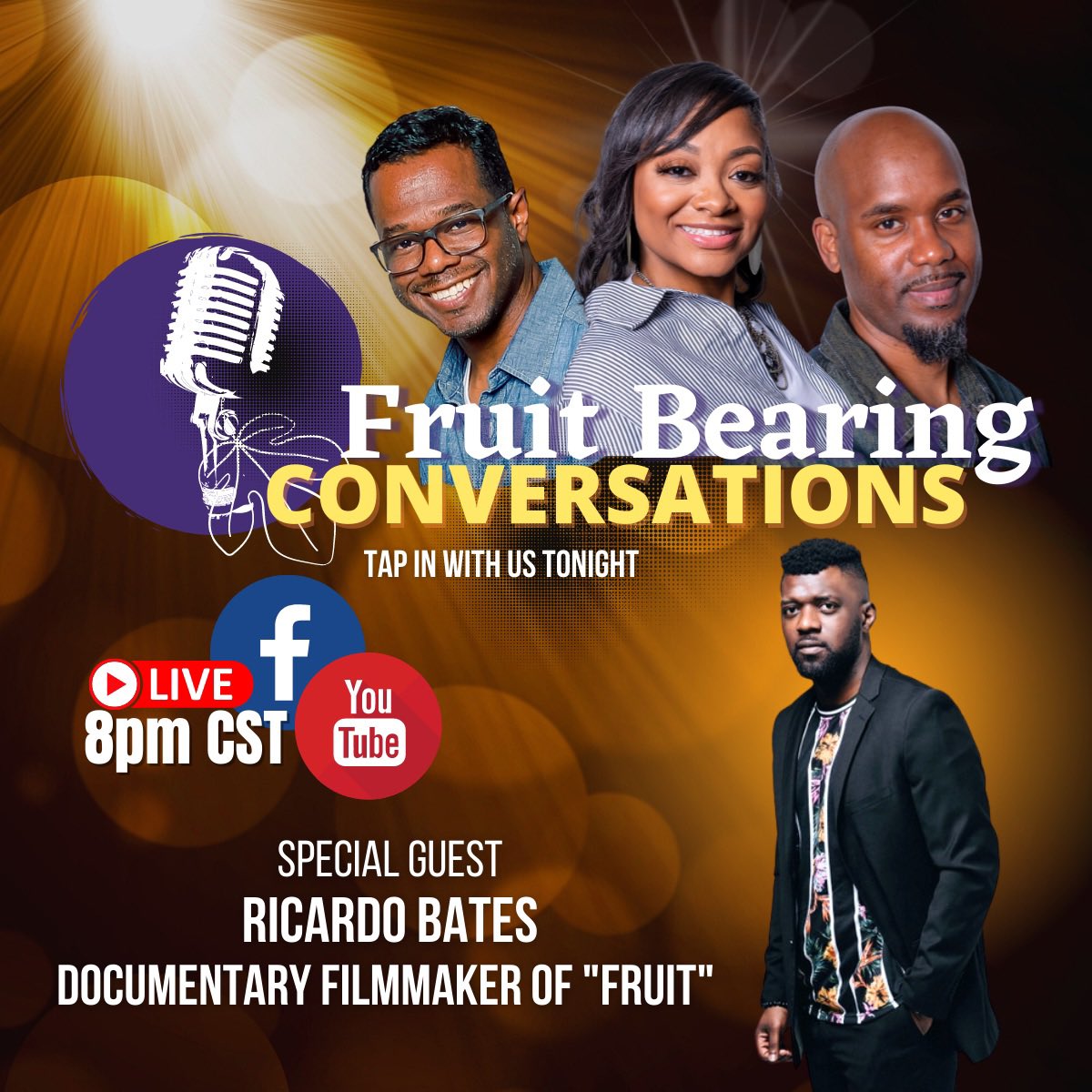 mullengroup's tweet image. #newlook #samefaces join us tonight as we chat with #director @RicardoDBates as we discuss his most recent film "Fruit"  the state of black youth, mentoring and  his new project. #tunein #fblive #youtubelive #jointheconversation #fruitbearingconversations  @KMWproductions
