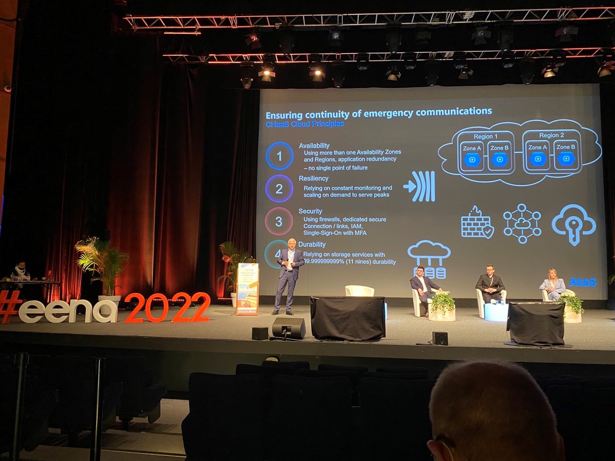 AtosPubSector's tweet photo. 📢 "Call Handling as a Service (CHaaS) cloud principles are: availability, security, flexibility, innovation"
A very interesting session at #EENA2022 with our expert @j_rieder2.
Discover more on Atos Public Safety solutions > https://t.co/eNl5aPsoO9

#AtosPublicSafety https://t.co/5RsefGrg0N