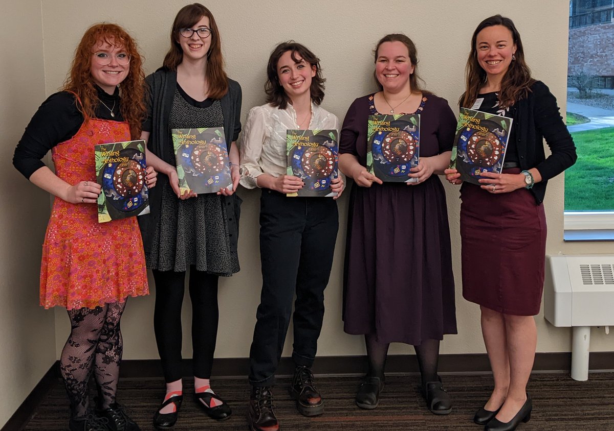 CentralEngl's tweet photo. Last night we celebrated the release of the 2022 issue of The Writing Anthology! Published since 1981, the Anthology celebrates excellent student writing across the disciplines and artwork by Central College students. Here is this year's fabulous editorial team! https://t.co/tXDaA6A3PI