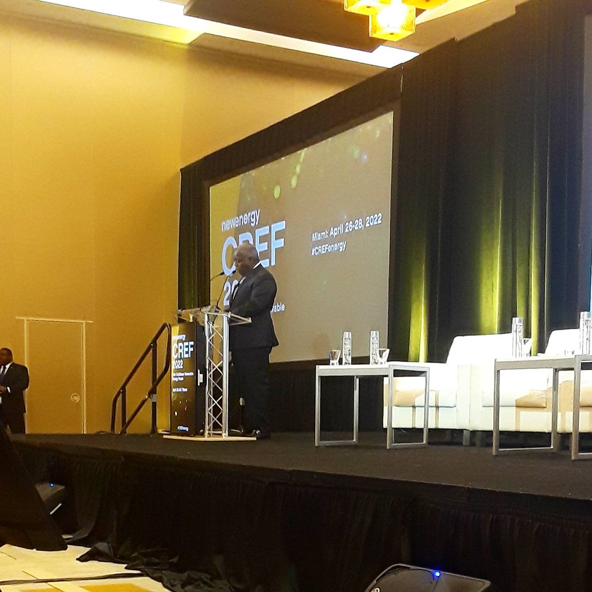 ccs_accelerator's tweet photo. #CREF22 the Most Honourable Philip Davis, Prime Minister of the Bahamas makes his address. A large percentage of the Bahamas debt is related to Climate Change. #crefenergy https://t.co/yPuFDMZIuJ