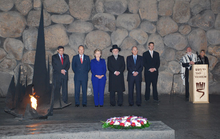 HillaryClinton's tweet photo. Marking Holocaust Days of Remembrance feels more important with every passing year. Let's remember the millions of Jewish people murdered and displaced, speak truth in the face of denial, and reaffirm our commitment to fighting hate everywhere. https://t.co/aryNM0meoq
