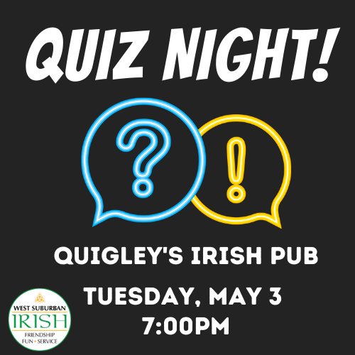 NapervilleIrish's tweet photo. Get ready for another installment of Quiz Night!  

For free fun, great food and a great time get to Quigley's Irish Pub, 43 E. Jefferson in Naperville, IL on May 3rd @ 7:00pm

For more information visit https://t.co/LzzOsbvhRK
#QuizNight #WestSuburbanIrish #QuigleysIrishPub https://t.co/tBHslO4a4y