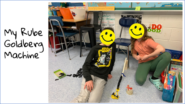 BOCES4Science's tweet photo. Thank you, Mollie Mark and her 3rd grade students at 
Clifford Wise Intermediate School in the Medina School District for sharing your Rube Goldberg machines you built after studying forces in our Invisible Forces unit! What clever, inventive machines! #B4SInvisibleForces https://t.co/7QmI65dw7H