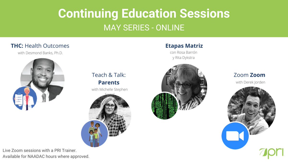 May Continuing Education Sessions are open for registration! It's a pretty great lineup, including a Teach &amp; Talk on leading the Parent version of #PrimeForLife!

Register for 1 or all: primeforlife.org/training-events
#GrowthHappensHere #health #education #zoom #grow