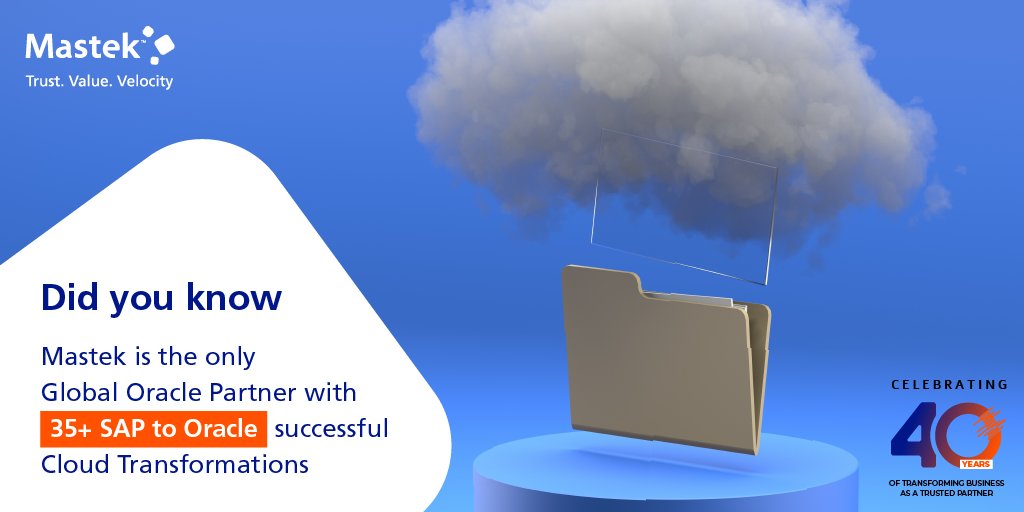 Mastekltd's tweet photo. SAP customers around the world have experienced success in their @Oracle Cloud transformations by leveraging @Mastekltd's unique @EvosysOracle Glide methodology.
Know more on Evosys Glide approach: https://t.co/tolh0naEJs
#40yearsofMastek #SAP2OracleCloud #SAPTransformation https://t.co/HRRZ3F30Zl