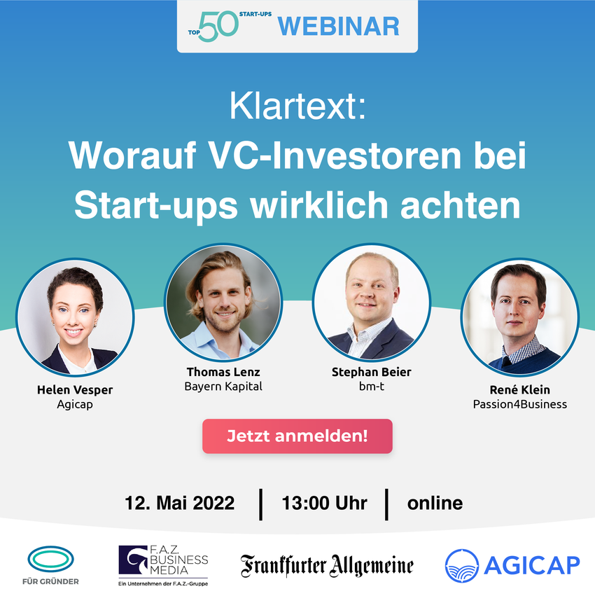 Jetzt wird Klartext geredet: Was wollen #VC-#Investoren wirklich von #Startups und was sind absolute No-Gos?
Das erfahrt ihr im kostenlosen #Webinar von <a href="/Top_50_Startups/">Top-50-Start-ups</a>. Jetzt anmelden: top50startups.de/webinare