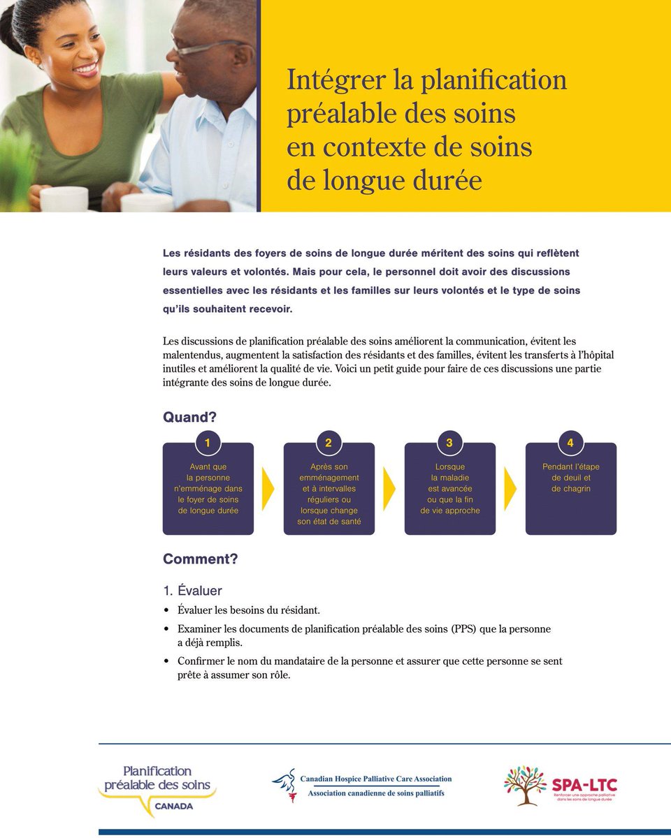 AdvanceCarePlan's tweet photo. 🌟 NOUVELLE RESSOURCE 🌟  Un guide rapide pour intégrer les conversations #PPS comme partie intégrante des #soinsdelonguedurée. 

Télécharger le PDF : https://t.co/jl8H6aclan

#JourPPS2022 #PlanificationPréalableDesSoins #SLD #CHPCA #SPALTC https://t.co/Ww1lYgrFSM