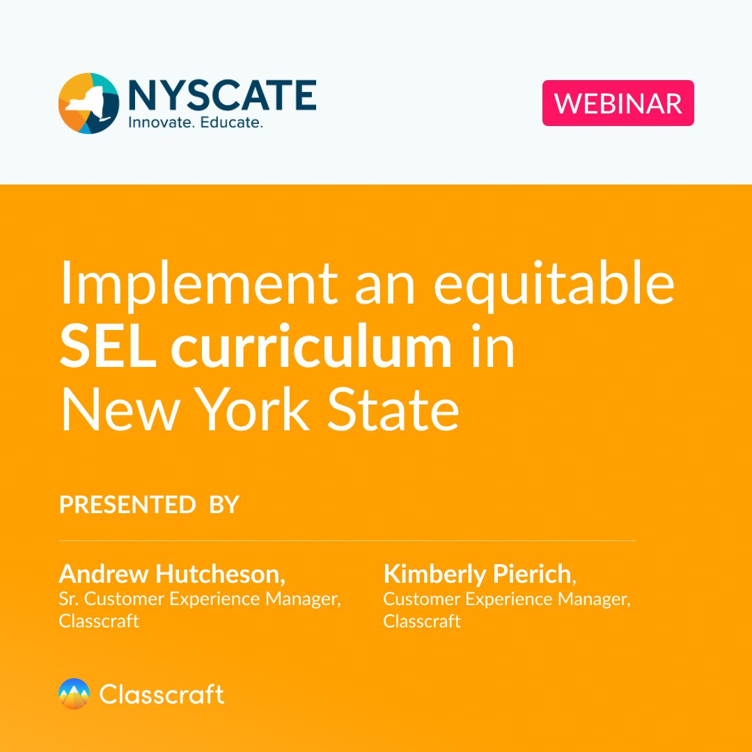 classcraftgame's tweet photo. Weβre excited and very thankful to announce the first of 3 upcoming webinars hosted by @NYSCATE! Register now to learn all about SEL implementation in New York State. π€©
Join us May 3, 3:00 pm ET
https://t.co/wX18tnvOjt
#newyork #webinar #nyscate #sel #selimplementation #pbis https://t.co/lESP6IFBnc