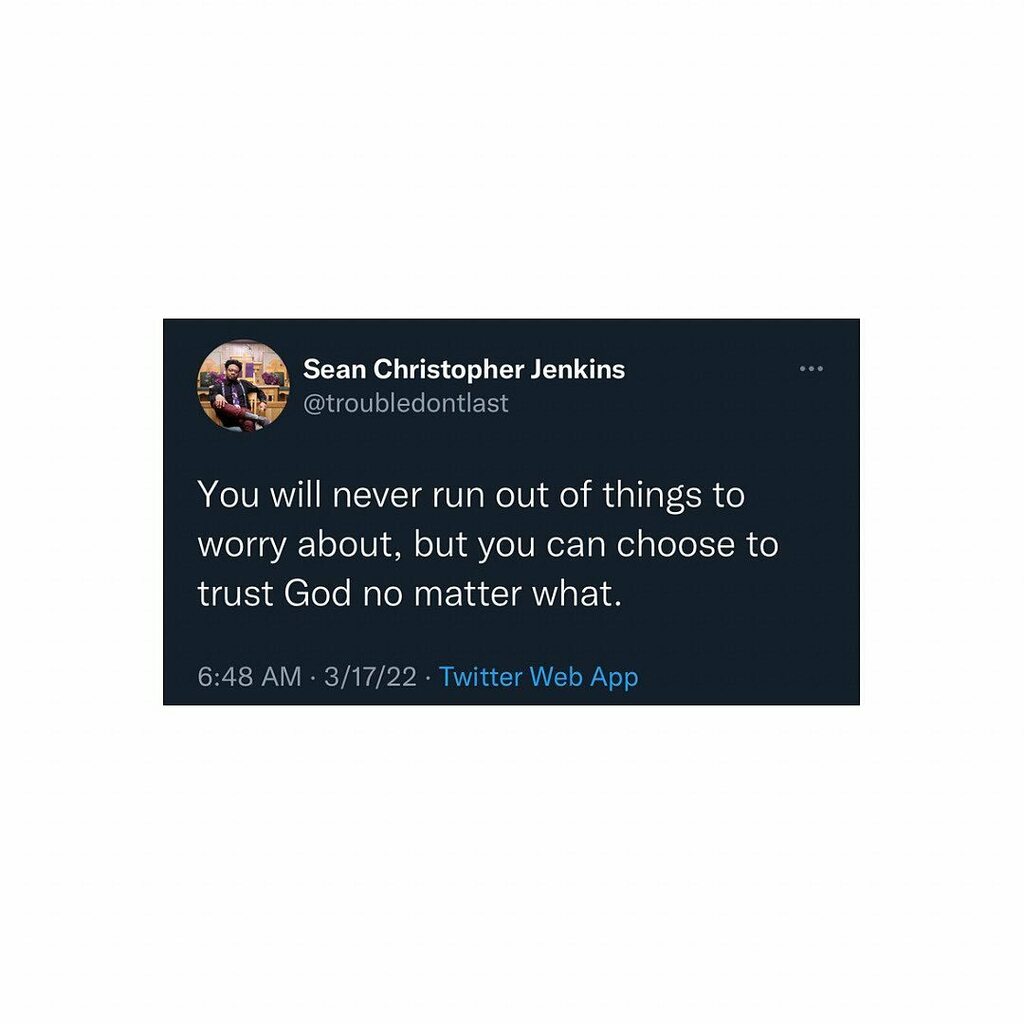 troubledontlast's tweet photo. WORRY is a conversation you have with yourself about things you cannot change.
PRAYER is a conversation you have with God about things He can change. #worrylesspraymore
Worry ends when faith in God begins. #letgoletgod
Worry is caused by not trusting … https://t.co/CUO2SENaoa https://t.co/W6R43uB17V