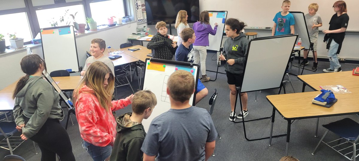 LoraNiles's tweet photo. Mrs. McQuillan's sixth grade math classes are using vertical marker boards as part of a thinking classroom.  The students were given rich math tasks to solve.  It was great to see &amp; hear them improving their communicating and thinking skills.
@Galena499 https://t.co/TAjpkWLDfM