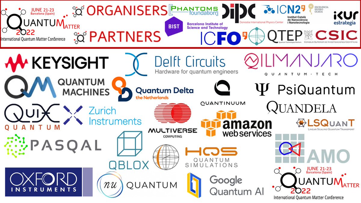 StephanSroche's tweet image. AMAZING conference on QUANTUM MATTER &amp;amp; INFORMATION to be held in BARCELONA next June 21-23... Scientific program, Industrial Forum &amp;amp; Exhibition, round table on quantum technologies foresight - Do not miss! submit your poster and register ASAP!
quantumconf.eu/2022/