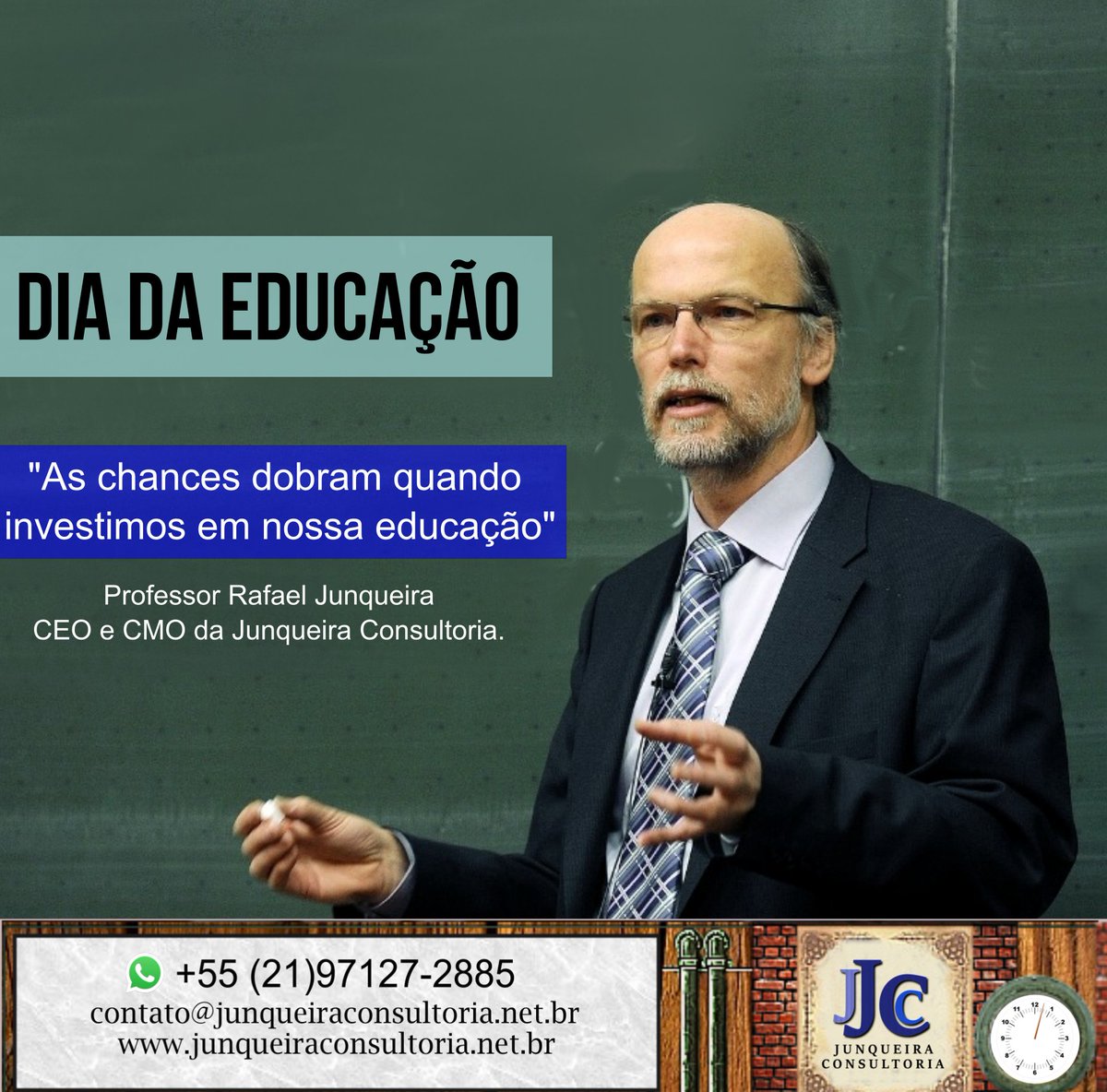 JunqueiraConsul's tweet photo. Dia da Educação - 28 de Abril.

"As chances dobram quando investimos em nossa educação." - Prof. Rafael Junqueira, CEO e CMO da Junqueira Consultoria.

MUITO EM BREVE.
CURSO ESPECIALISTA DE MARKETING JURÍDICO.

Visite:
https://t.co/XmPWojQ1Hx

#MarktetingJuridico #CursonOnline https://t.co/zCW3pyRFK0