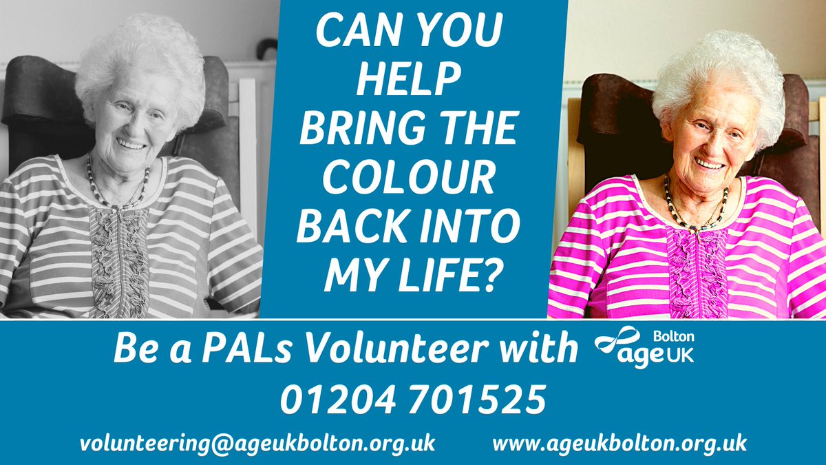 We are looking for volunteers for our Promoting Active Lives. If you feel that you could help older people reenter society post pandemic - please get in touch! Bring the colour back to somebody's life. #Volunteering #Help #Society #Bolton #ActiveLives #AgeingWell