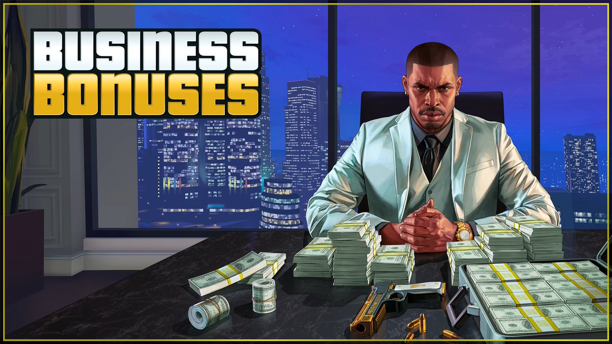 Climb the Executive ladder in Los Santos by importing and exporting illicit commodities during the final week of special Business Bonuses. 

There are 50% bonuses on Special Cargo and Gunrunning Sales, Double Rewards on Client Jobs, discounts, and more: rsg.ms/047270c