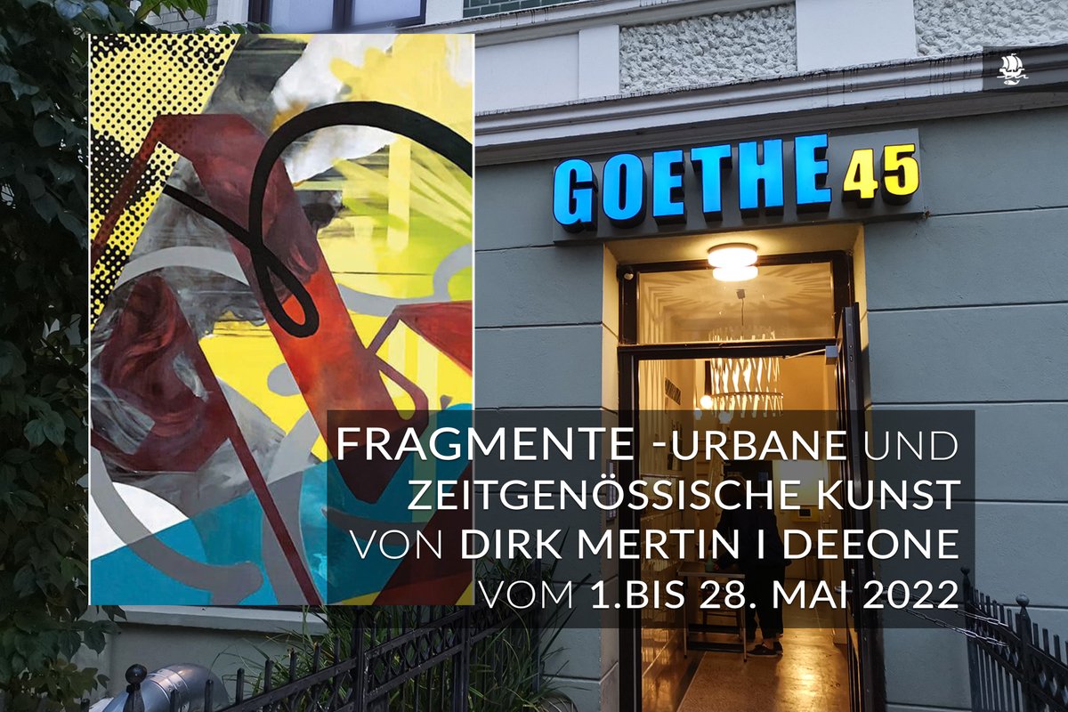 bremerhaven_de's tweet photo. Die Goethe45 zeigt Ausstellungen Fragmente - Urbane und zeitgenössische Kunst von Dirk Mertin und Wandmalerei FREE GRAFFITI ARTISTS OUTSIDE vom 1. bis 28.5. 🥰
📍 Eröffnung am 1.5., von 15 bis 17 Uhr in der Galerie der #Goethe45.
#BHVInfo #Bremerhaven #StadtBremerhaven https://t.co/ydnGNyZg29