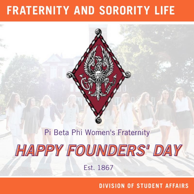 Happy Founders' Day to the women of #PiBetaPhi! Pi Beta Phi Women's Fraternity was founded on April 28, 1867, at Monmouth College. Clemson is home to the South Carolina Beta chapter. Cheers! 🎉
