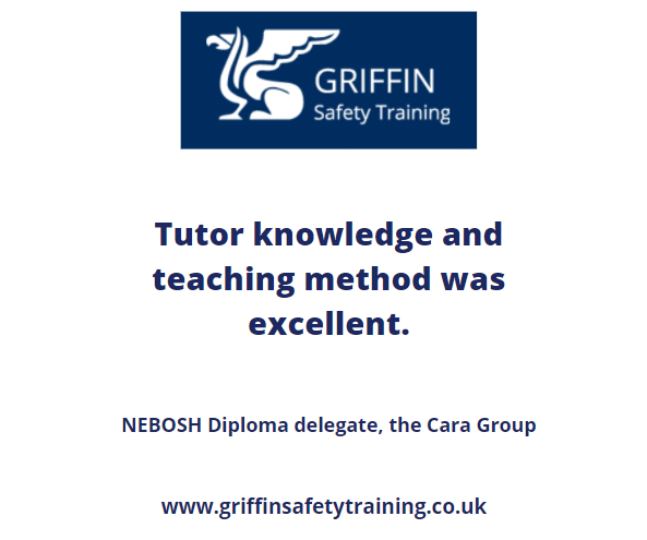 We work hard to provide high quality, excellent value Health & Safety training across a range of working environments. So, we are delighted when we receive feedback like this from one of our #NEBOSH delegates. Find out more about our #SafetyTraining: griffinsafetytraining.co.uk