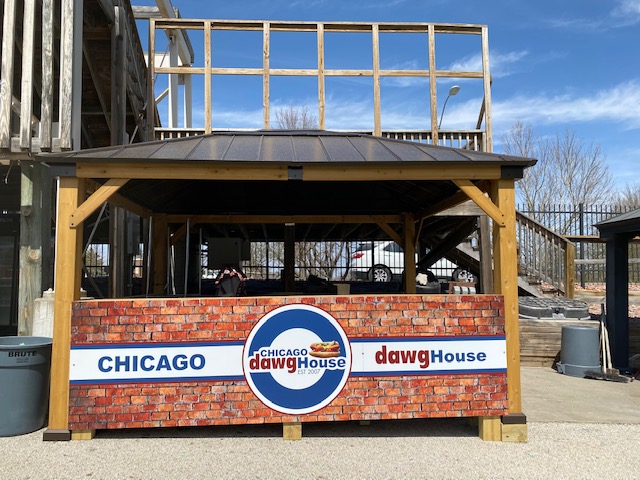 Next time you are at the Stir Cove for a concert check out this sign we did for Chicago Dawg House!  Sign is on Dibond with UV lamination and then attached to the existing wood to make a great outdoor durable sign!