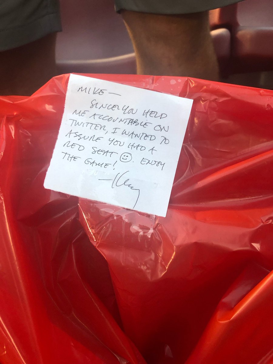 CardChronicle's tweet photo. Competition for my favorite Kenny Klein story is fierce.

I'll probably go with the time I said throughout the summer I would hold him personally accountable if my seat wasn't red for the Notre Dame opener in 2019, and then showed up to a red trashbag on my seat for the game. https://t.co/lNCtwHQl0n